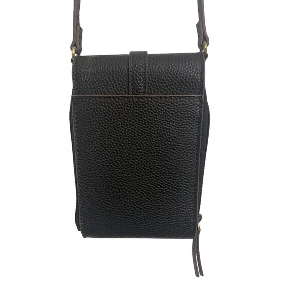 St. Johns Bay Black Pebble Leather Mini Crossbody Bag Adjustable Strap - Picture 3 of 6